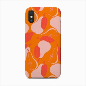 Pattern With Bright Pink Pears On Orange Phone Case