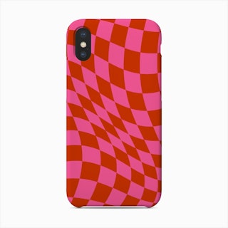 Warped Checker Pink Red Phone Case
