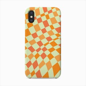 Chartreuse And Orange Checker Phone Case