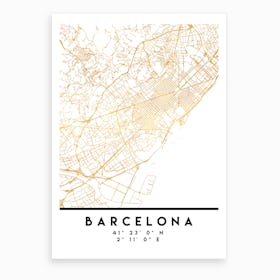 Barcelona Spain City Street Map Art Print