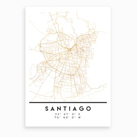 Santiago de Chile City Street Map Art Print