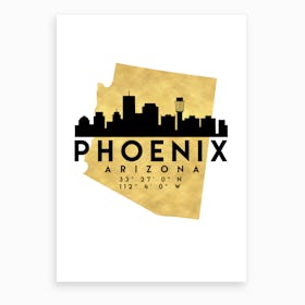 Phoenix Arizona Silhouette City Skyline Map Art Print