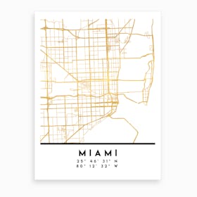 Miami Florida City Street Map Art Print