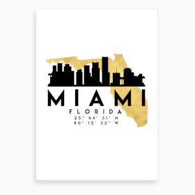 Miami Florida Silhouette City Skyline Map Art Print