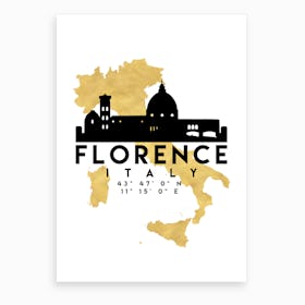 Florence Italy Silhouette City Skyline Map Art Print