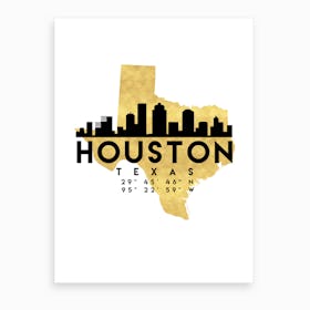 Houston Texas Silhouette City Skyline Map Art Print