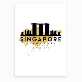 Singapore Silhouette City Skyline Map Art Print