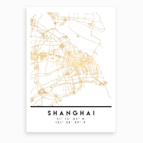 Shanghai China City Street Map Art Print
