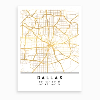 Dallas Texas City Street Map Art Print