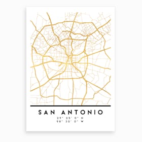San Antonio Texas City Street Map Art Print