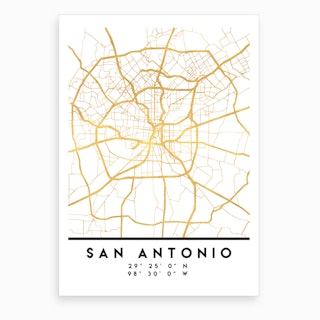 San Antonio Texas City Street Map Art Print