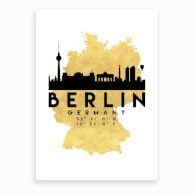 Berlin Germany Silhouette City Skyline Map Art Print