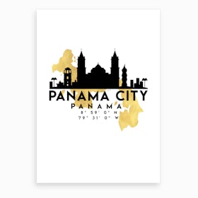Panama City Silhouette City Skyline Map Art Print
