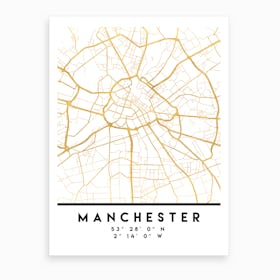 Manchester England City Street Map Art Print