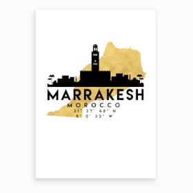 Marrakesh Morocco Silhouette City Skyline Map Art Print
