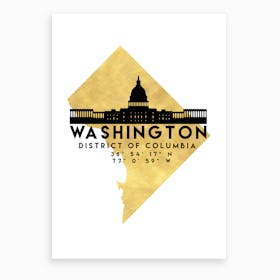 Washington District of Columbia Silhouette City Skyline Map Art Print