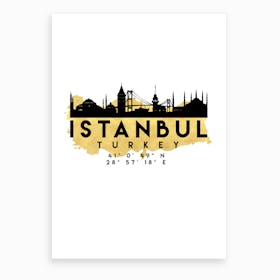 Istanbul Turkey Silhouette City Skyline Map Art Print