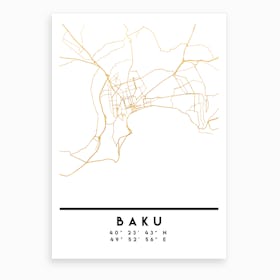 Baku Azerbaijan City Street Map Line Art Print