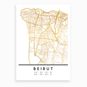 Beirut Lebanon City Street Map Art Print