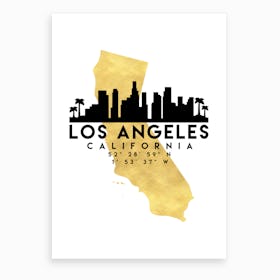 Los Angeles California Silhouette City Skyline Map Art Print