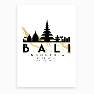 Bali Indonesia Silhouette City Skyline Map Art Print