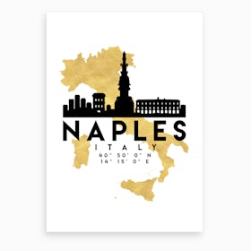 Naples Italys Silhouette City Skyline Map Art Print