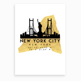 New York Silhouette City Skyline Map Art Print