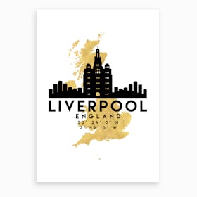 Liverpool England Silhouette City Skyline Map Art Print