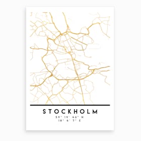 Stockholm Sweden City Street Map Art Print