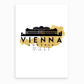 Vienna Austria Silhouette City Skyline Map Art Print