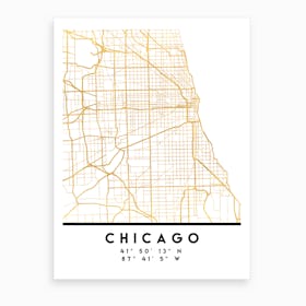 Chicago Illinois City Street Map Art Print