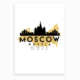 Moscow Russia Silhouette City Skyline Map Art Print