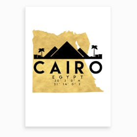 Cairo Egypt Silhouette City Skyline Map Art Print