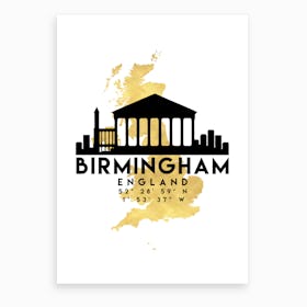 Birmingham England Silhouette City Skyline Map Art Print