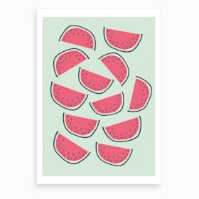 Dancing Watermelons Art Print