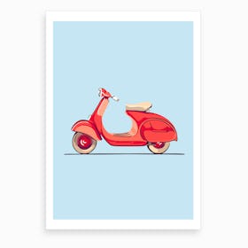 Red Scooter Art Print