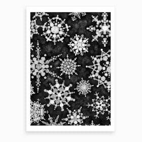 Gray Snowflakes Art Print