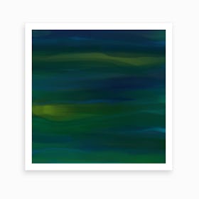 Navy & Peacock Green Abtract Art Print