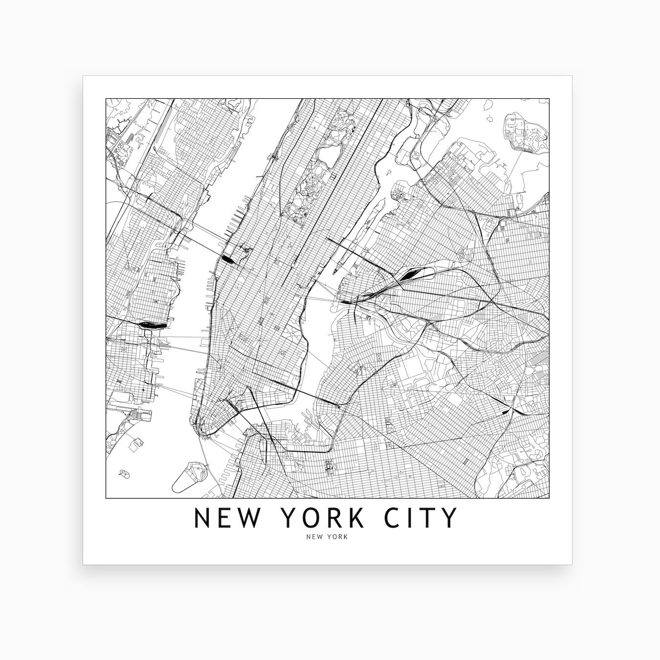New York Map Art Print I By Multiplicity Fy