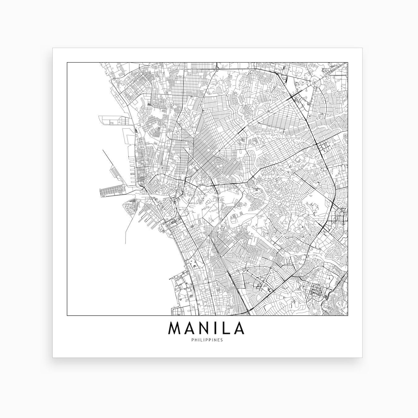 Manila Map Art Print by multipliCITY - Fy