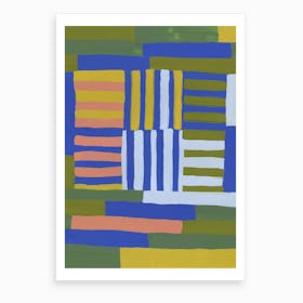 Painted Color Block Grid In Multi Art Print