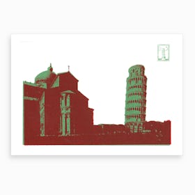 Pisa Screen Print Green Art Print