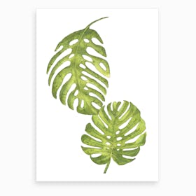 Two Green Floral Leafs Art Print