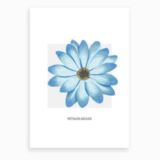 Blue Flower & Grey Box Art Print