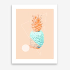 Orange and Neon Blue Pineapple Art Print