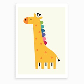 Giraffe Piano  Nursery kids art print