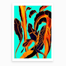 Blue Succulent Fire Teal Art Print Art Print