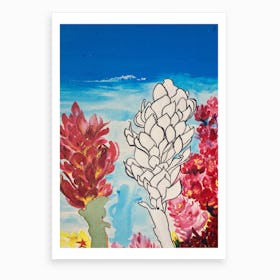 Alpinia Purpurata Red Ginger Flower Art Print