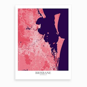 Brisbane Pink Purple Map Art Print