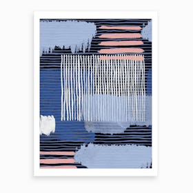 Abstract Striped Geo Blue Art Print